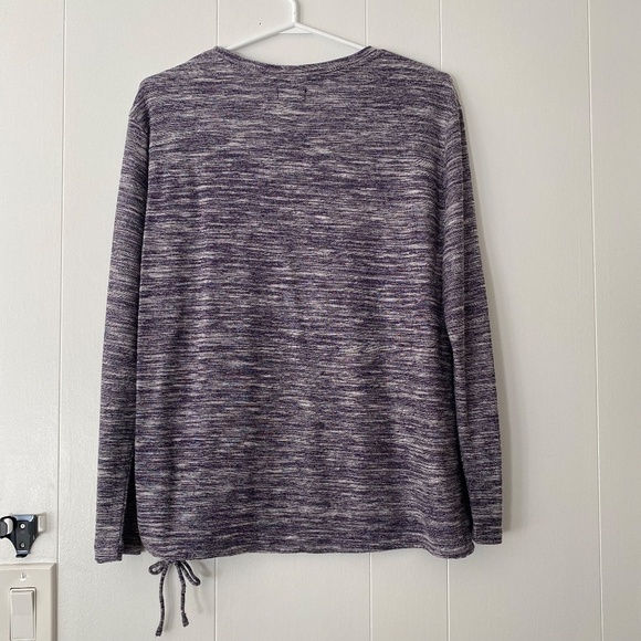Roots slub knit purple and white cowl neck pull over drawstring waist size L - Picture 2 of 9